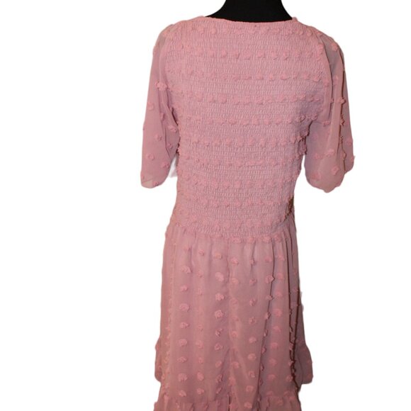 BTFBM Smocked Dress Short Flutter Sleeve VNeck Swiss Dot Babydoll Ruffle XXL NEW - Picture 10 of 14